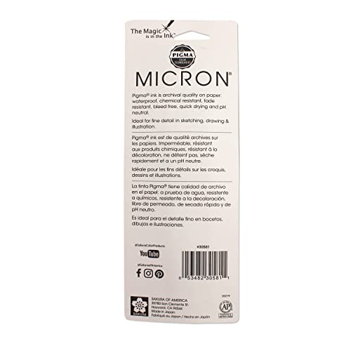 Sakura 30581 Pigma Micron Blister Card 05 Ink Pen, 0.45-mm, Black