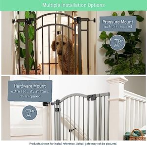 Summer Multi-Use Decorative Extra Tall Safety Pet and Baby Gate, 28.5"-48" Wide, 36" Tall, Pressure or Hardware Mounted, Install on Wall or Banister in Doorway or Stairway, Auto Close Door - Bronze