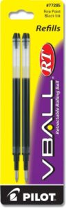 pilot vball rt liquid ink refill for retractable rolling ball pens, fine point, black ink, 2-pack (77285)