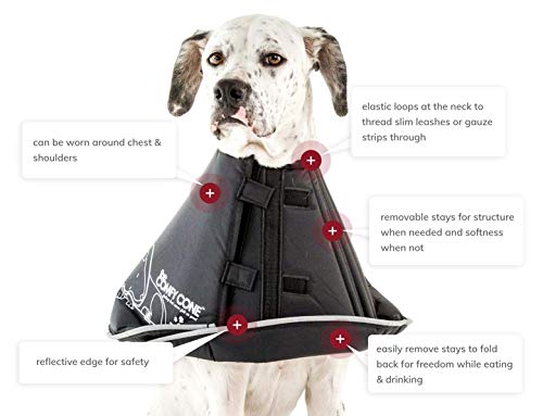 All Four Paws Comfy Cone Pet Cone for Dogs, Cats, Medium, Black - Comfortable Soft Dog Cone Collar Alternative for After Surgery, Wound Care, Spay, Neuter - Dog and Cat Recovery Collar