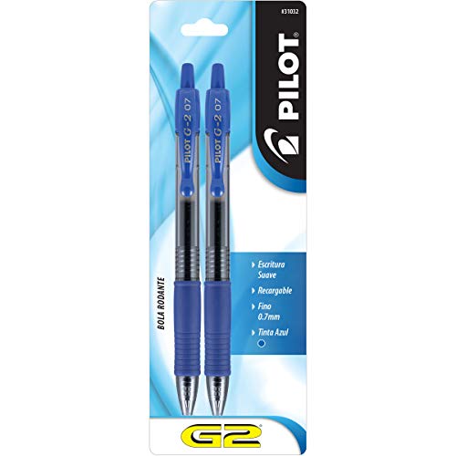 Pilot, G2 Premium Gel Roller Pens, Fine Point 0.7 mm, Blue, Pack of 2