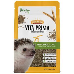 sunseed vita prima hedgehog food - high-protein poultry, seafood, and mealworm food blend - vitamin-fortified for happy and healthy hedgehogs 1.56 pound (pack of 1)