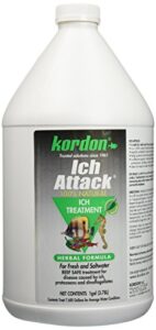 kordon ich-attack disease inhibitor: treats for ich & external fish diseases, 100% organic herbal treatment for fresh & saltwater, safe for invertebrates, made in the usa, 1 gallon