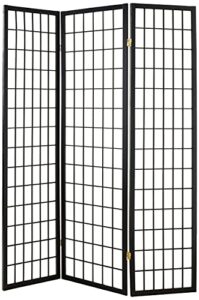 ore international 3-panel room divider, black, 70" x 6" x 50"