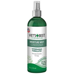 vet's best moisture mist dog dry skin conditioner| dog conditioner and detangler spray | relieves itchy skin, refreshes & soothes | 16 oz