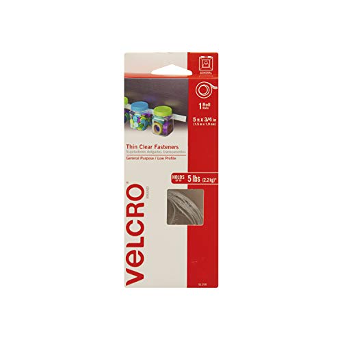 VELCRO Brand - Thin Clear Fasteners | Perfect for Home or Office | 5ft x 3/4in Tape