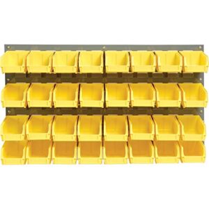 Global Industrial Wall Bin Rack Panel with (32) Yellow Bins, 36x7x19