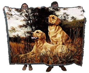 pure country weavers golden retriever blanket by robert may - gift tapestry throw woven from cotton - made in the usa (72x54)
