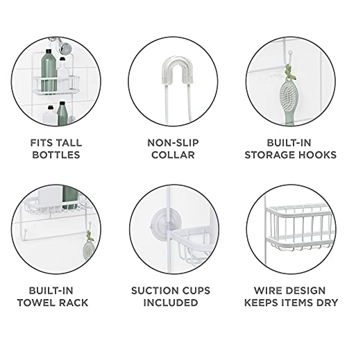 Zenna Home Hanging Over-the-Shower Caddy, 2 Baskets, White