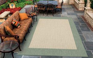 couristan recife checkered field indoor/outdoor area rug, 3'9" x 5'5", natural-green