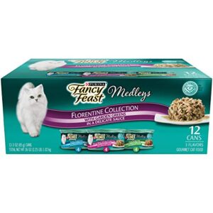 fancy feast medleys wet cat food variety pack, florentine collection, (12) 3 oz cans