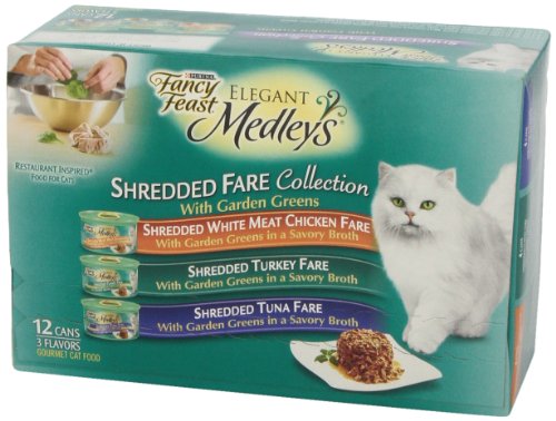 Fancy Feast Medleys Wet Cat Food Variety Pack, Shredded Fare Collection, (12) 3 Oz Cans