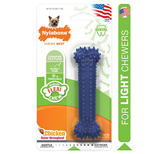 Nylabone Moderate Chew FlexiChew Dental Chew Toy Chicken Flavor X-Small/Petite - Up to 15 lbs.