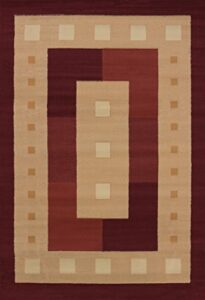united weavers of america manhattan collection time square indoor rug - 1ft. 10in. x 3ft. burgundy, contemporary style rug with geometric pattern, jute backing, 809014158215