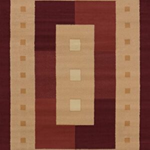 United Weavers of America Manhattan Collection Time Square Indoor Rug - 1ft. 10in. x 3ft. Burgundy, Contemporary Style Rug with Geometric Pattern, Jute Backing, 809014158215