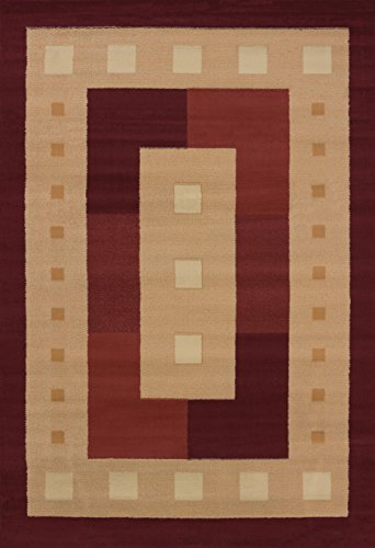 United Weavers of America Manhattan Collection Time Square Indoor Rug - 1ft. 10in. x 3ft. Burgundy, Contemporary Style Rug with Geometric Pattern, Jute Backing, 809014158215