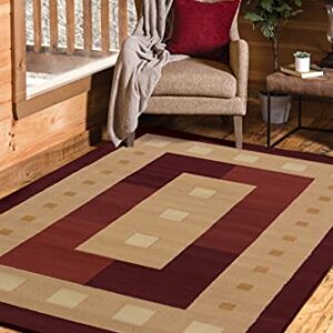 United Weavers of America Manhattan Collection Time Square Indoor Rug - 1ft. 10in. x 3ft. Burgundy, Contemporary Style Rug with Geometric Pattern, Jute Backing, 809014158215