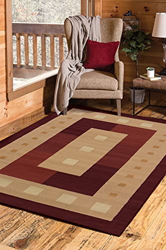 United Weavers of America Manhattan Collection Time Square Indoor Rug - 1ft. 10in. x 3ft. Burgundy, Contemporary Style Rug with Geometric Pattern, Jute Backing, 809014158215