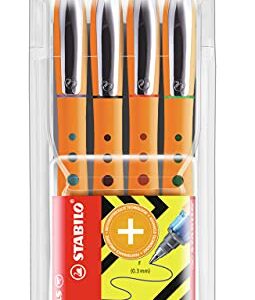 STABILO Worker+ fine Wallet of 4 - Rollerball