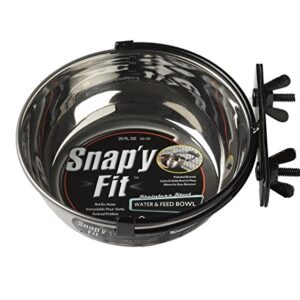 MidWest Homes for Pets Snap'y Fit Food Bowl | Pet Bowl, 20 oz. (2.5 cups) | Dog Bowl Easily Affixes to a Metal Dog Crate, Cat Cage or Bird Cage | Pet Bowl Measures 6L x 6W x 2H Inches,Silver