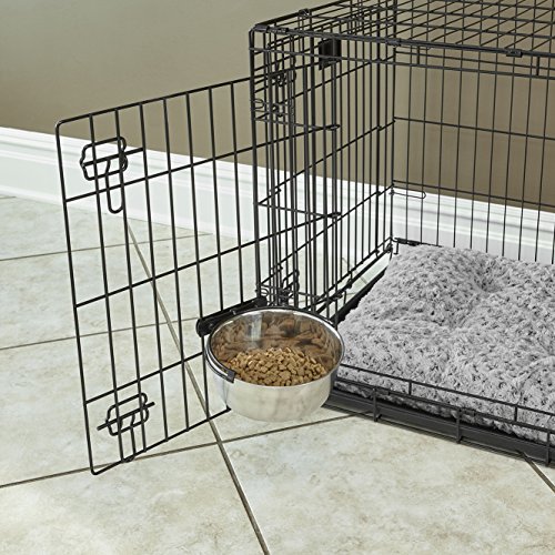 MidWest Homes for Pets Snap'y Fit Food Bowl | Pet Bowl, 20 oz. (2.5 cups) | Dog Bowl Easily Affixes to a Metal Dog Crate, Cat Cage or Bird Cage | Pet Bowl Measures 6L x 6W x 2H Inches,Silver
