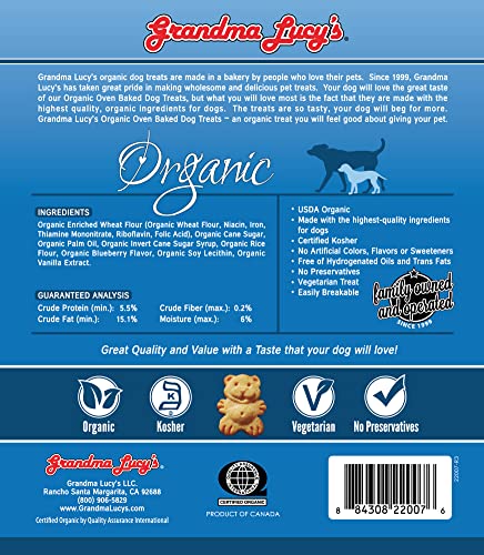 Grandma Lucy's Organic Oven Baked Dog Treats - Blueberry, 14 oz