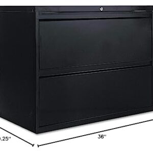 Alera 2-Drawer Lateral File Cabinet, 36 by 19-1/4 by 29-Inch, Black