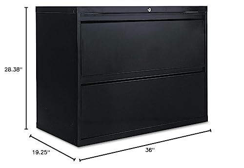Alera 2-Drawer Lateral File Cabinet, 36 by 19-1/4 by 29-Inch, Black