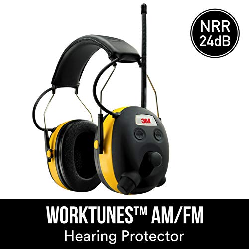 3M WorkTunes Hearing Protector with AM/FM Radio, NRR 24 dB,Black/Yellow