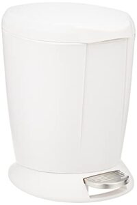 simplehuman compact round bathroom step trash can, 6 liter / 1.6 gallon, white plastic