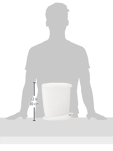 simplehuman Compact Round Bathroom Step Trash Can, 6 Liter / 1.6 Gallon, White Plastic