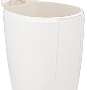 simplehuman Compact Round Bathroom Step Trash Can, 6 Liter / 1.6 Gallon, White Plastic