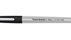 Paper Mate Flair Felt Tip Pens, Ultra Fine Point (0.4mm), Black, 12 Count