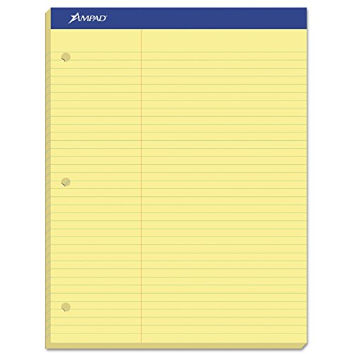 Ampad 20245 Double Sheets Pad, Law Rule, 8 1/2 x 11 3/4, Canary, 100 Sheets