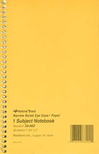 national single-subject wirebound notebooks, narrow rule, brown paperboard cover, (80) 7.75 x 5 sheets