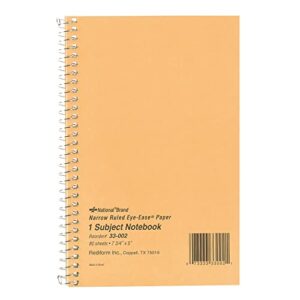 National Single-Subject Wirebound Notebooks, Narrow Rule, Brown Paperboard Cover, (80) 7.75 x 5 Sheets