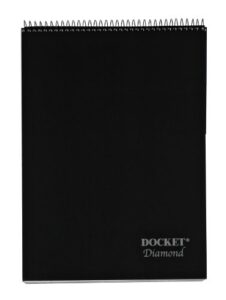 tops docket diamond premium stationery wirebound tablet, 8.5 x 11.75 inches, 60 sheets, legal ruled, natural white (63978), black