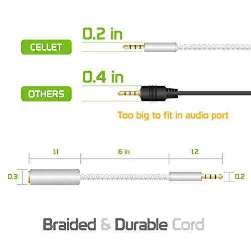 Cellet CNIPHONE Slim 3.5mm Pin to 3.5 mm Input Mini-Jack Adapter Extender Jack for Square. Compatible for Apple iPhone 4 4s 5 5s 5c 6 6s Plus Samsung Note 9 8 Galaxy S10 S9 S7 A6