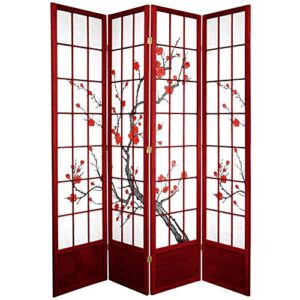 oriental furniture 7 ft. tall cherry blossom shoji screen - rosewood - 4 panels