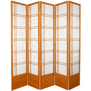 oriental furniture 7 ft. tall bamboo tree shoji screen - honey - 5 panels