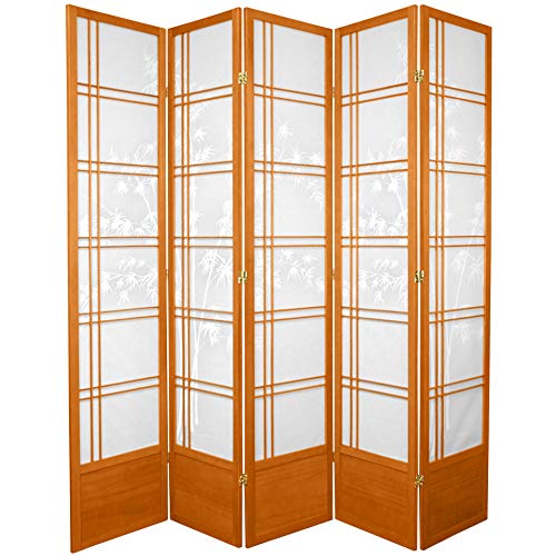 Oriental Furniture 7 ft. Tall Bamboo Tree Shoji Screen - Honey - 5 Panels