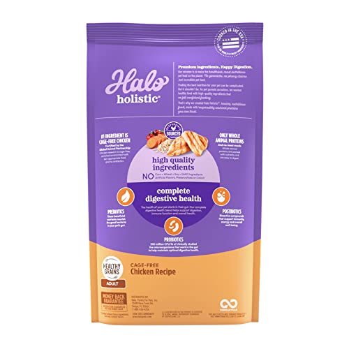 Halo Holistic Cat Food Dry, Cage-free Chicken Recipe, Complete Digestive Health, Dry Cat Food Bag, Adult Formula, 6-lb Bag