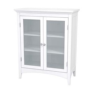 teamson home madison wooden floor cabinet with 2 glass doors, white