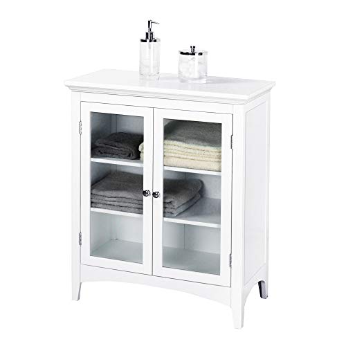 Teamson Home Madison Wooden Floor Cabinet with 2 Glass Doors, White