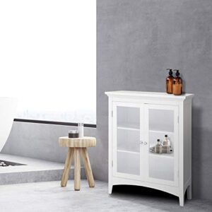 Teamson Home Madison Wooden Floor Cabinet with 2 Glass Doors, White