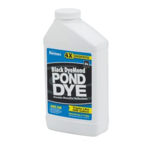 Airmax 4X Concentrated Black DyeMond, 4X Liquid Concentrate, Treats Like 1 Gallon, Ecofriendly, Clean & Clear Water, No Mixing & Easy to Use, Enhances Natural Color, Treats up to 1 Acre, 1 Quart