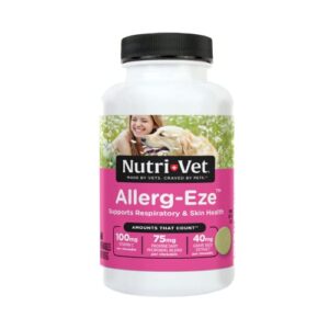 nutri-vet allerg-eze chewables for dogs - formulated antioxidants and omega-3 acids - supports respiratory and skin health - 60 chewables