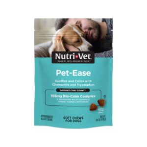 nutri-vet pet-ease soft chews for dogs - vet formulated with chamomile and tryptophan to soothe and calm dogs - approximately 65 soft chews