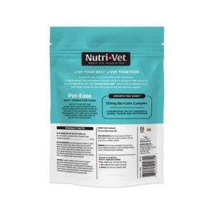 Nutri-Vet Pet-Ease Soft Chews for Dogs - Vet Formulated with Chamomile and Tryptophan to Soothe and Calm Dogs - Approximately 65 Soft Chews