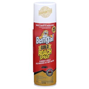 bengal gold roach spray, odorless stain-free dry aerosol killer spray with insect growth regulator, 11 oz. aerosol can